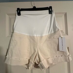 Just Black Denim/ Made in USA Maternity High-Waisted Band Cuffed Shorts size 27